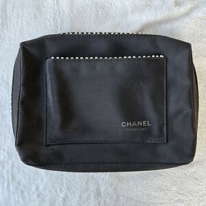 Authentic Chanel Parfums Black Cosmetic Pouch – Travel Makeup Bag & Organizer